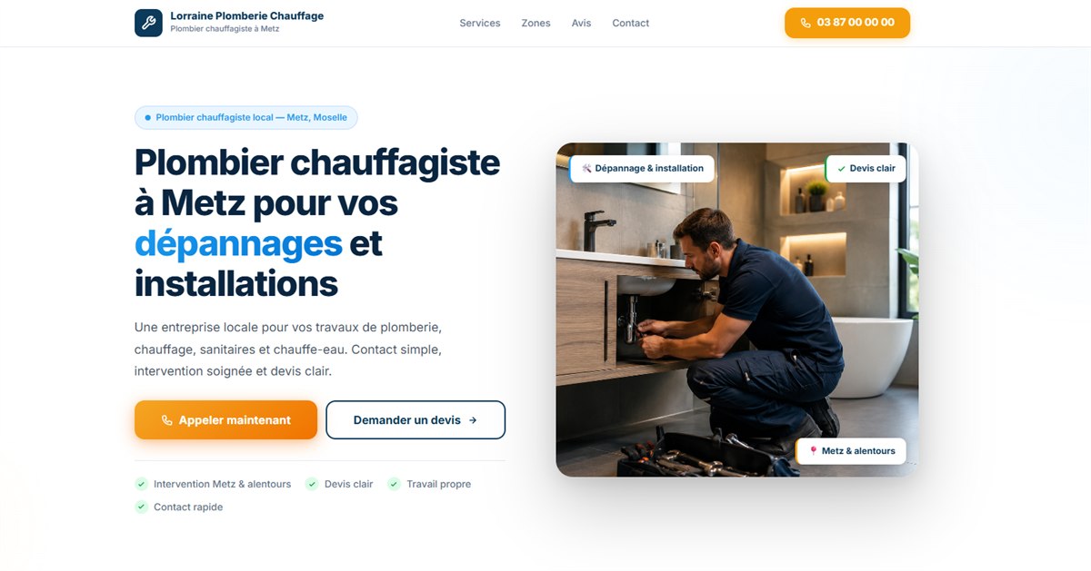 Site vitrine Lorraine Plomberie & Chauffage — page d'accueil