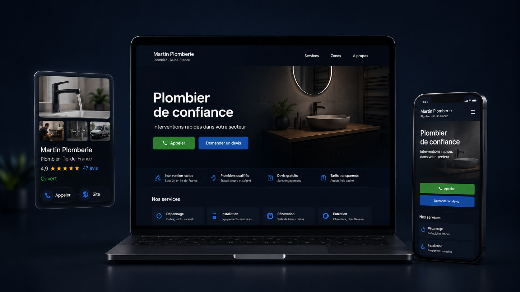 Présence locale premium — site web et fiche Google pour artisans